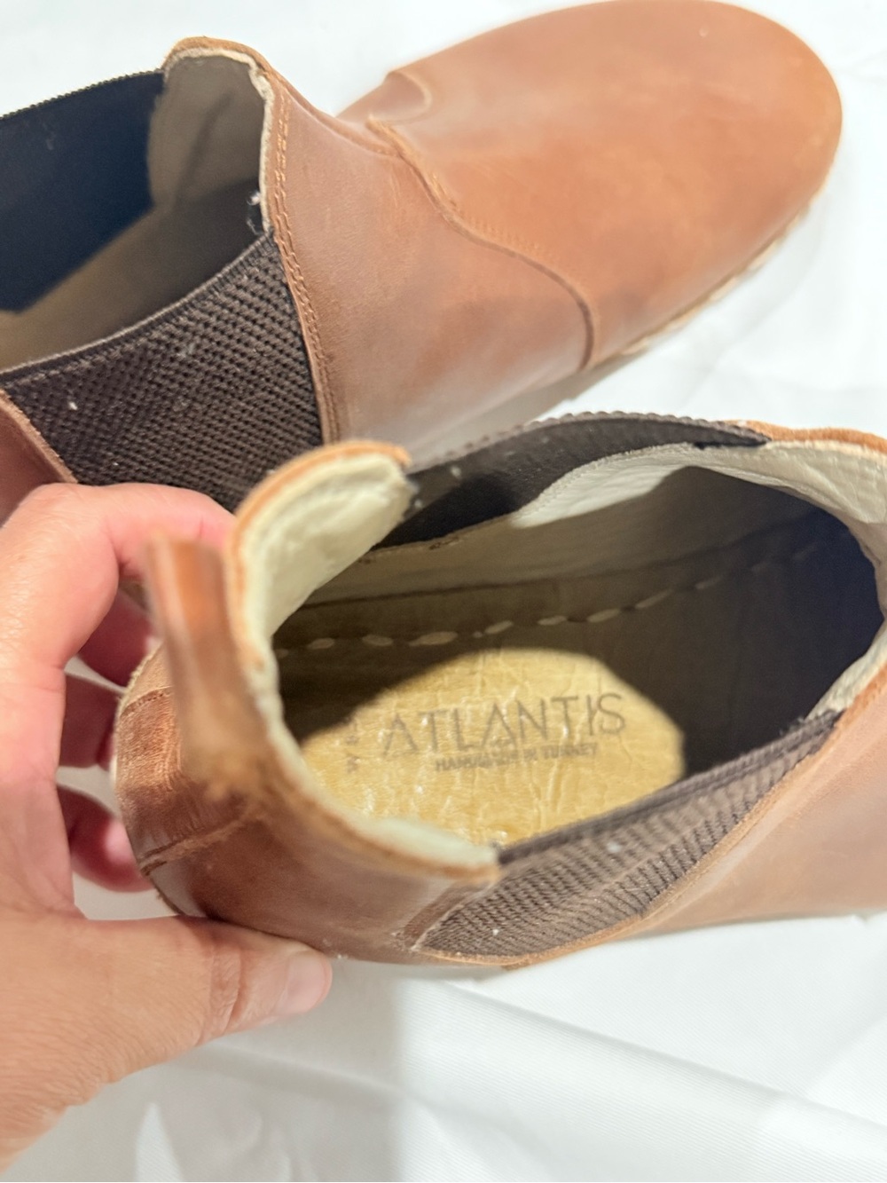Atlantis Barefoot Chelsea Tan Leather Slip-In Shoes Booties 8.5 - Picture 8 of 10